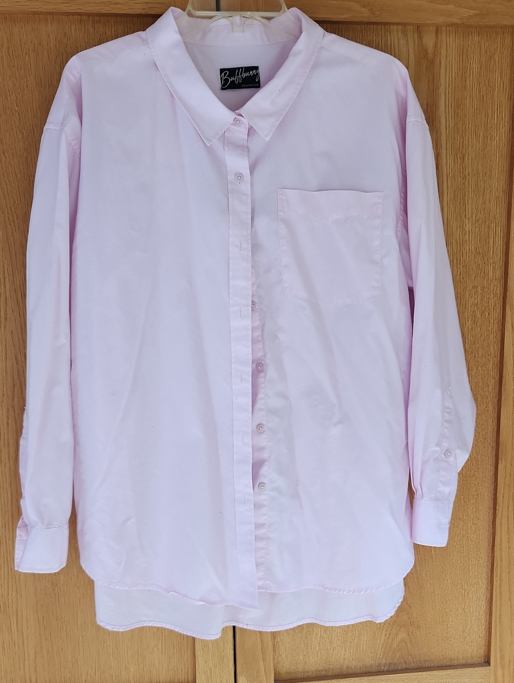 BuffBunny Pale Pink Oversized Button-Down Shirt